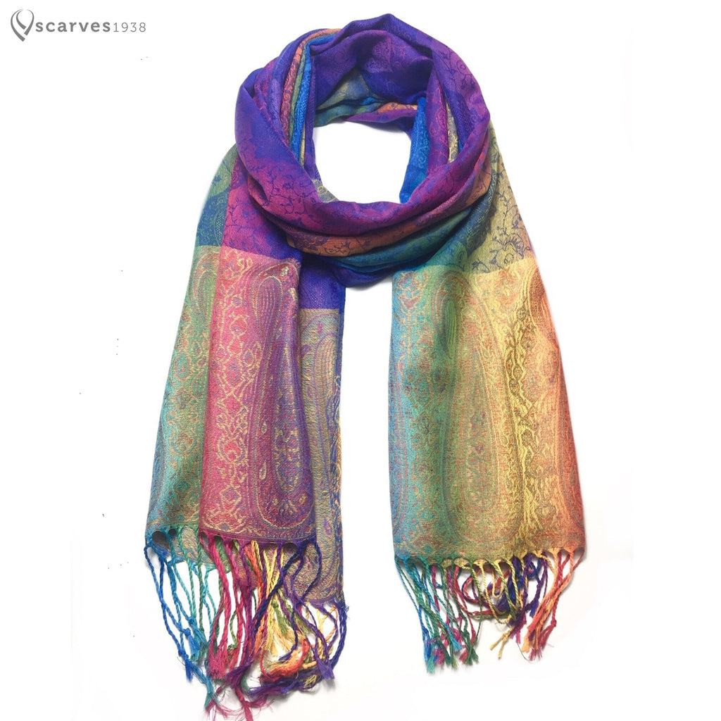 Rainbow paisley pashmina - scarves1938