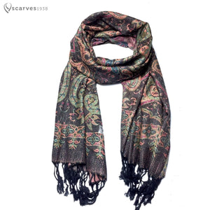 Dark paisley nature pashmina - scarves1938