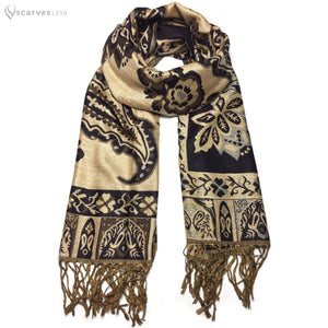 Beige reversible warm pashmina - scarves1938