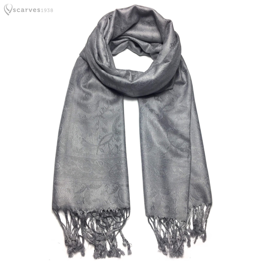 Gray casual paisley pashmina - scarves1938