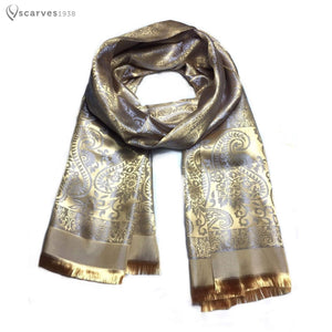 Gold paisley silk scarf - scarves1938