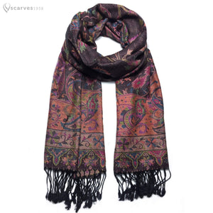 Dark colorful pashmina scarf - scarves1938