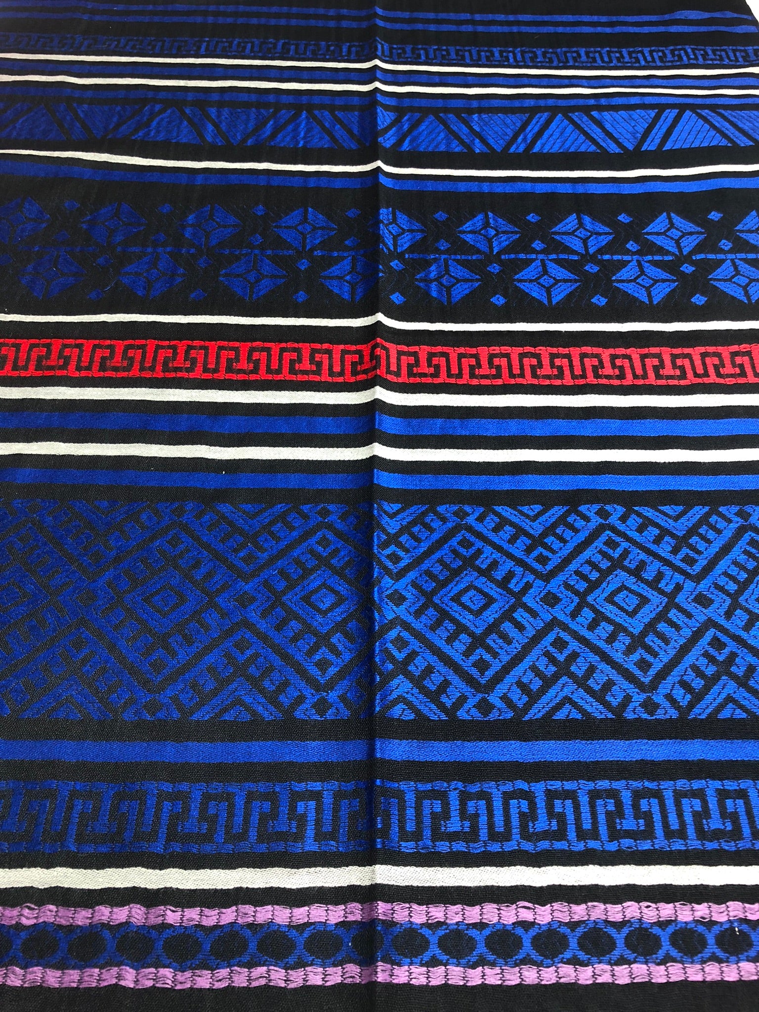 Blue and black tribal scarf