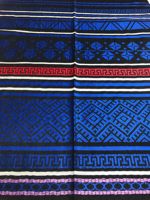 Blue and black tribal scarf