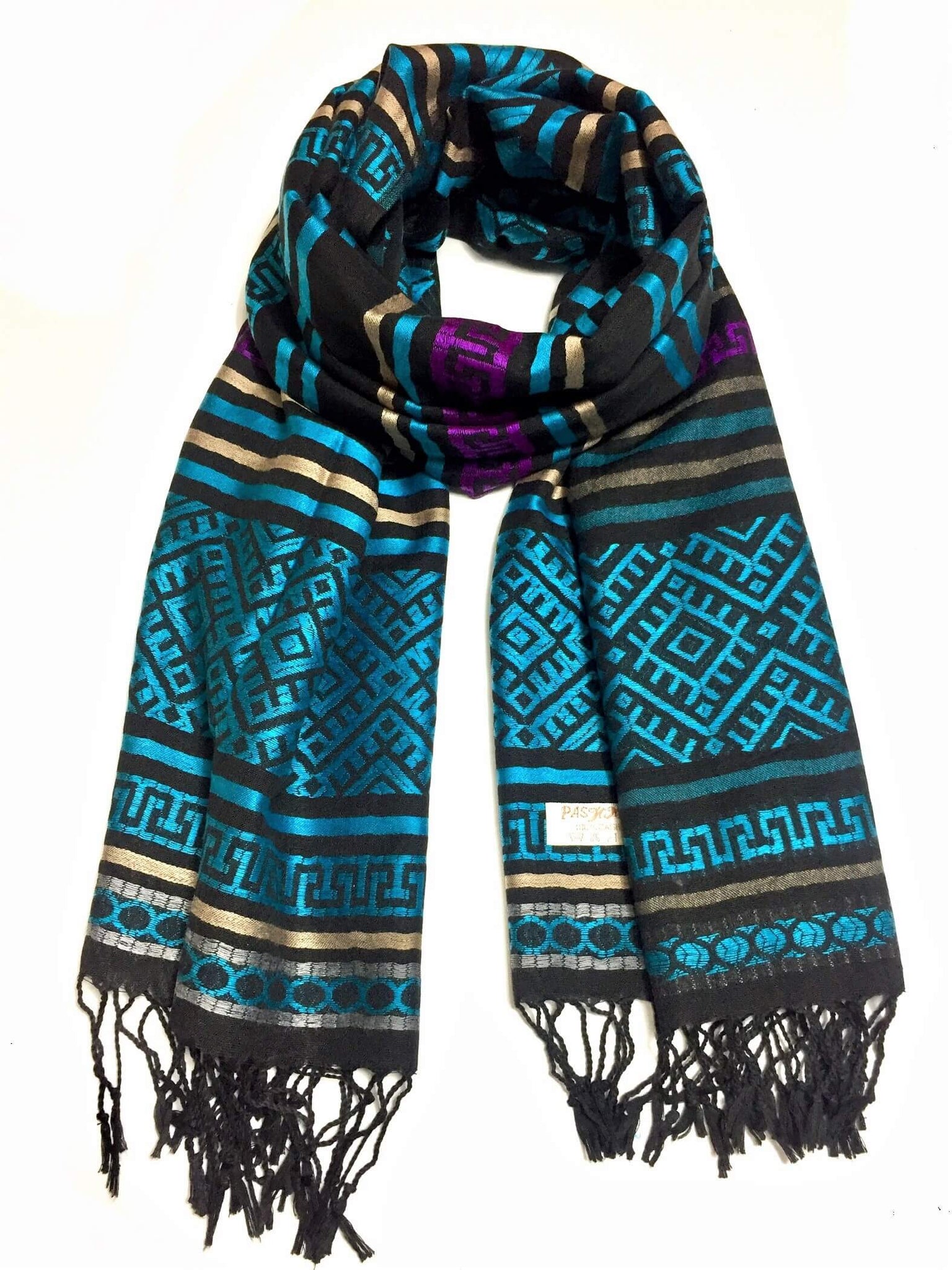 Blue tribal geometric pashmina