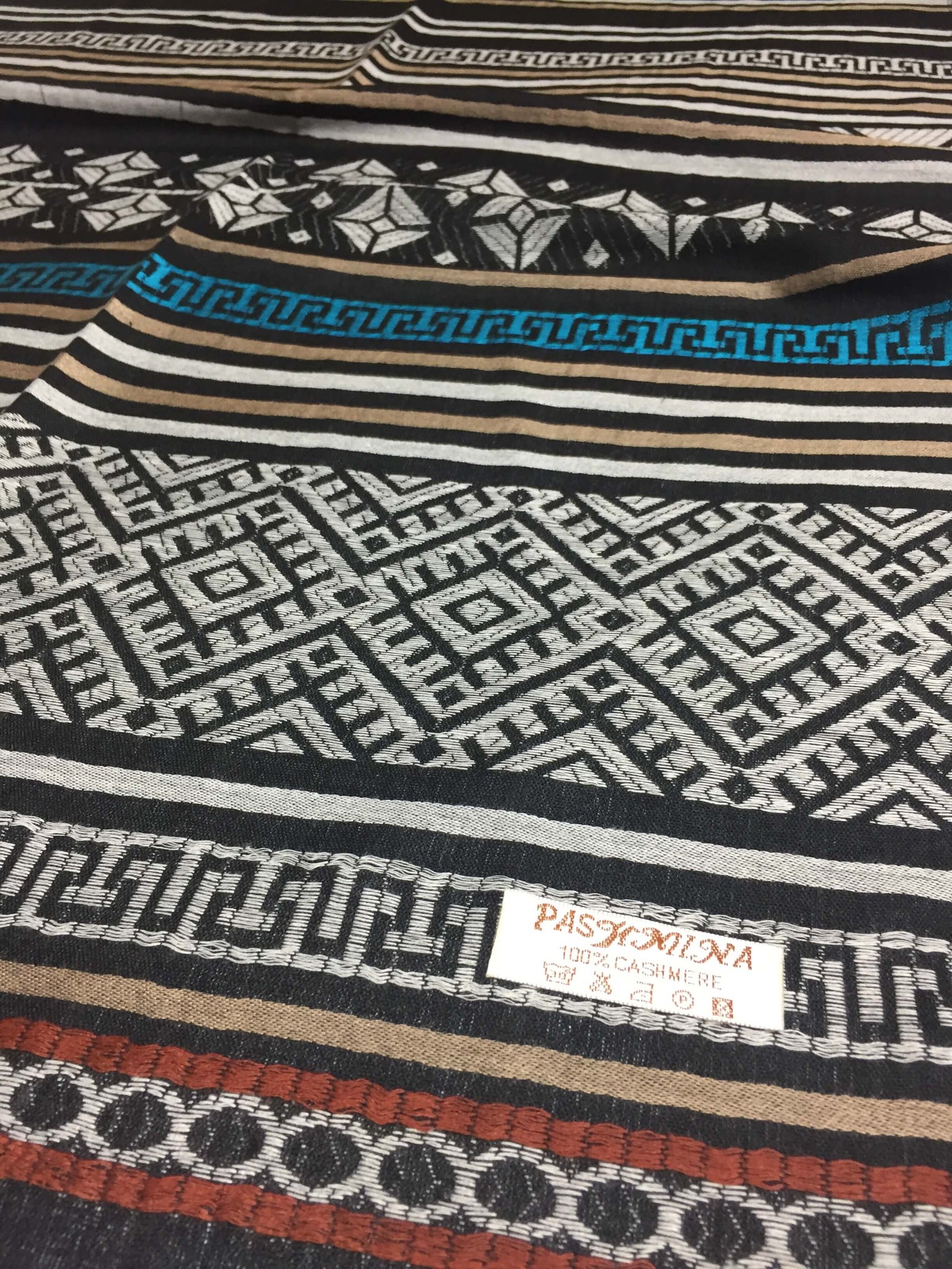 Gray tribal geometric pashmina