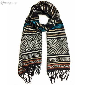 Gray tribal geometric pashmina