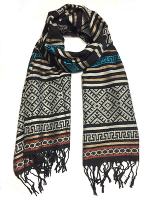 Gray tribal geometric pashmina