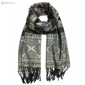 Black and gray pashmina