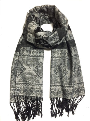 Black and gray pashmina