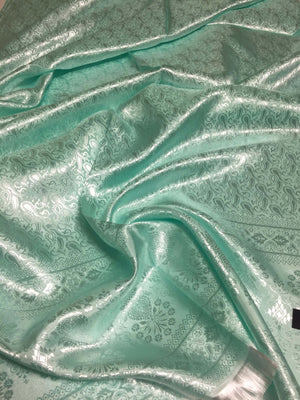 Paisley green water silk scarf