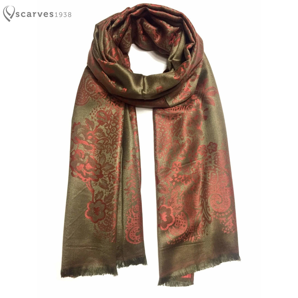 Brown and red cashmere scarf