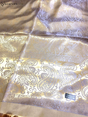 Gold paisley silk scarf - scarves1938