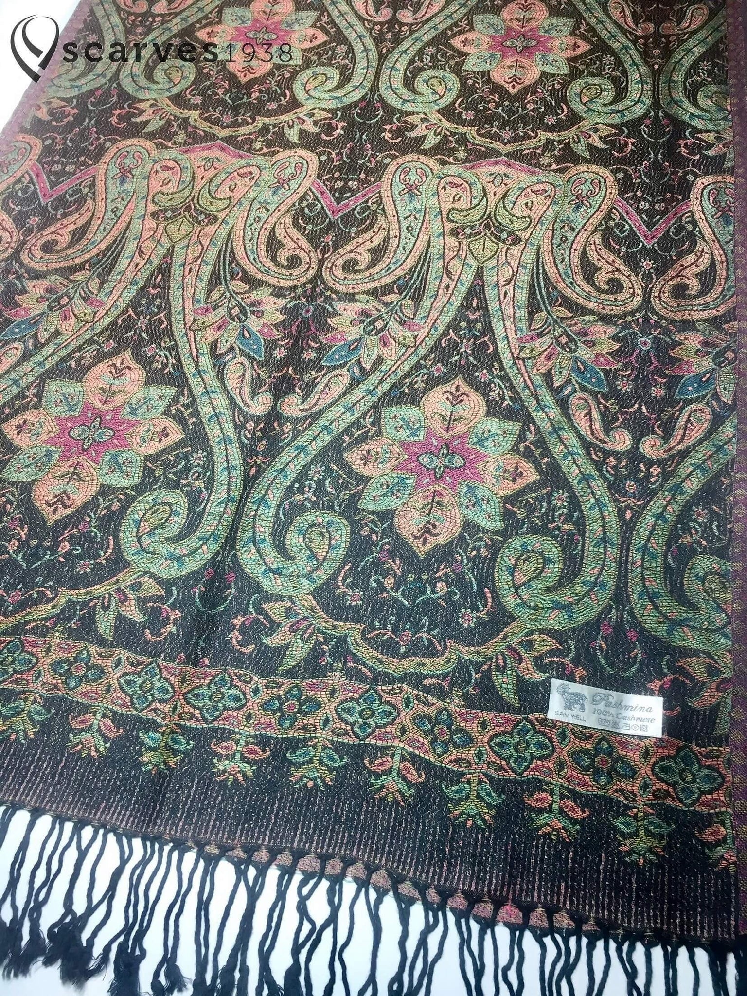 Dark paisley nature pashmina - scarves1938