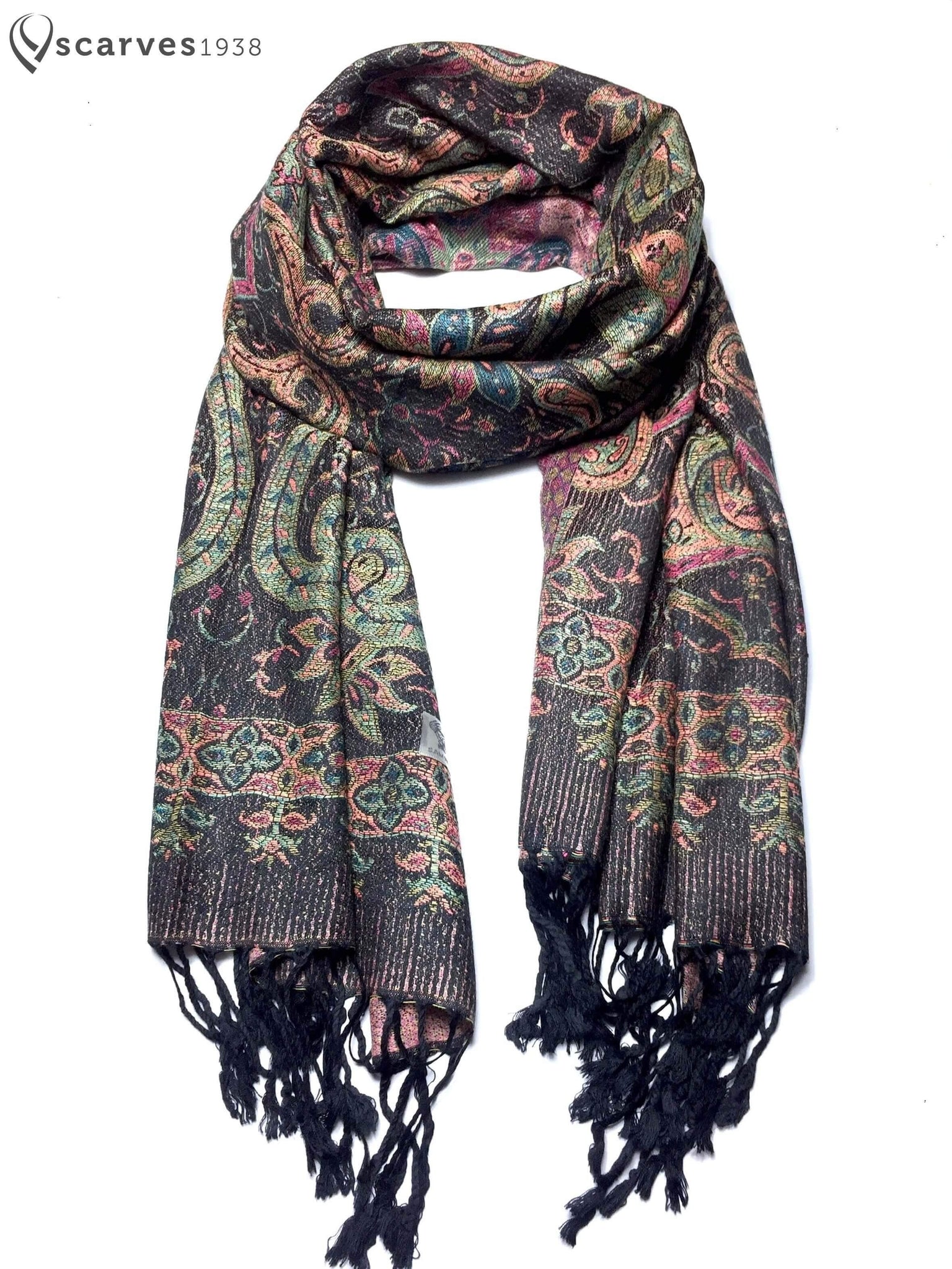 Dark paisley nature pashmina - scarves1938