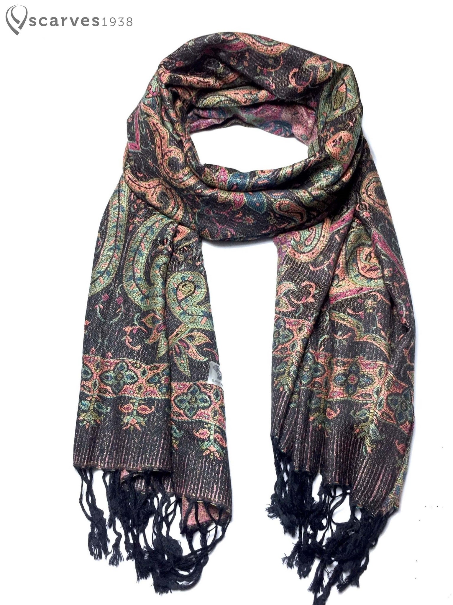 Dark paisley nature pashmina - scarves1938