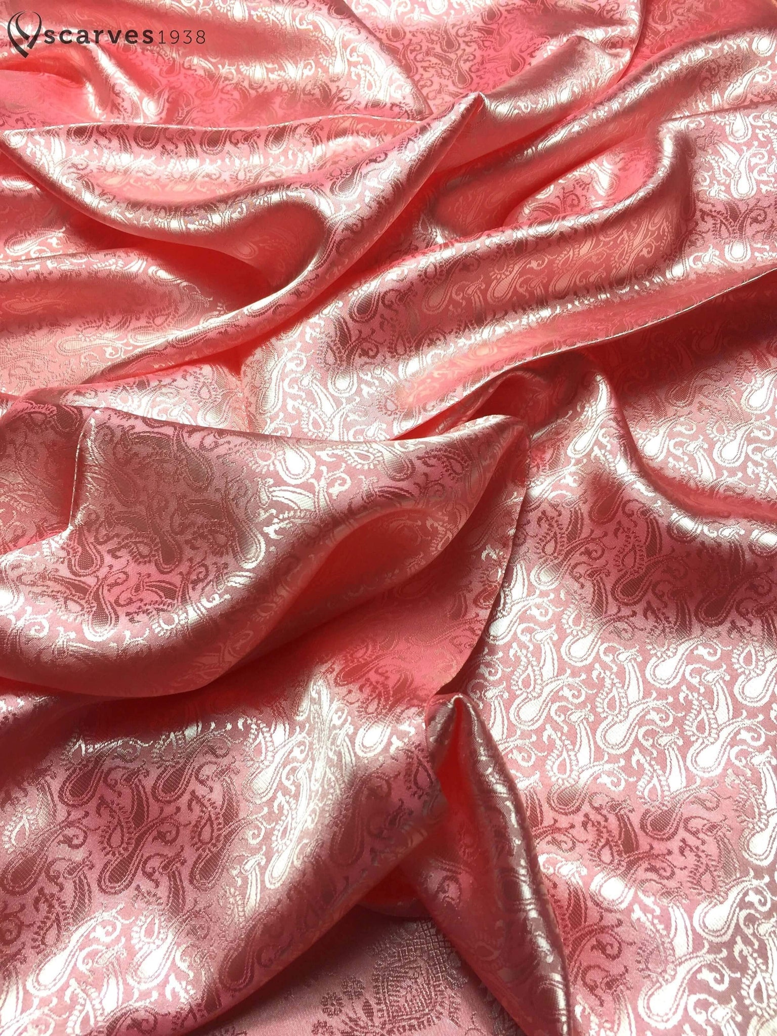 Pink paisley silk scarf - scarves1938