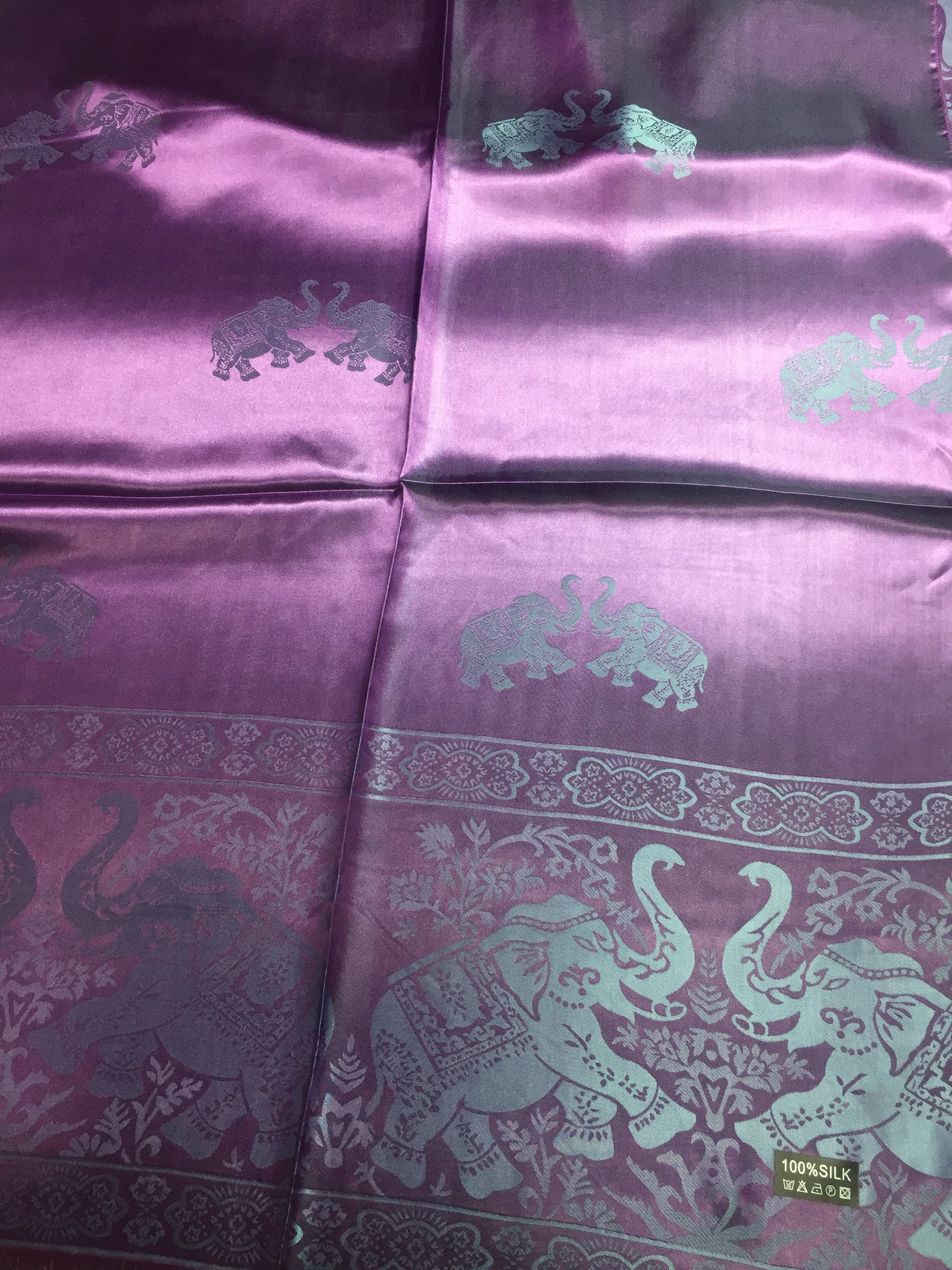 Purple elephant silk scarf