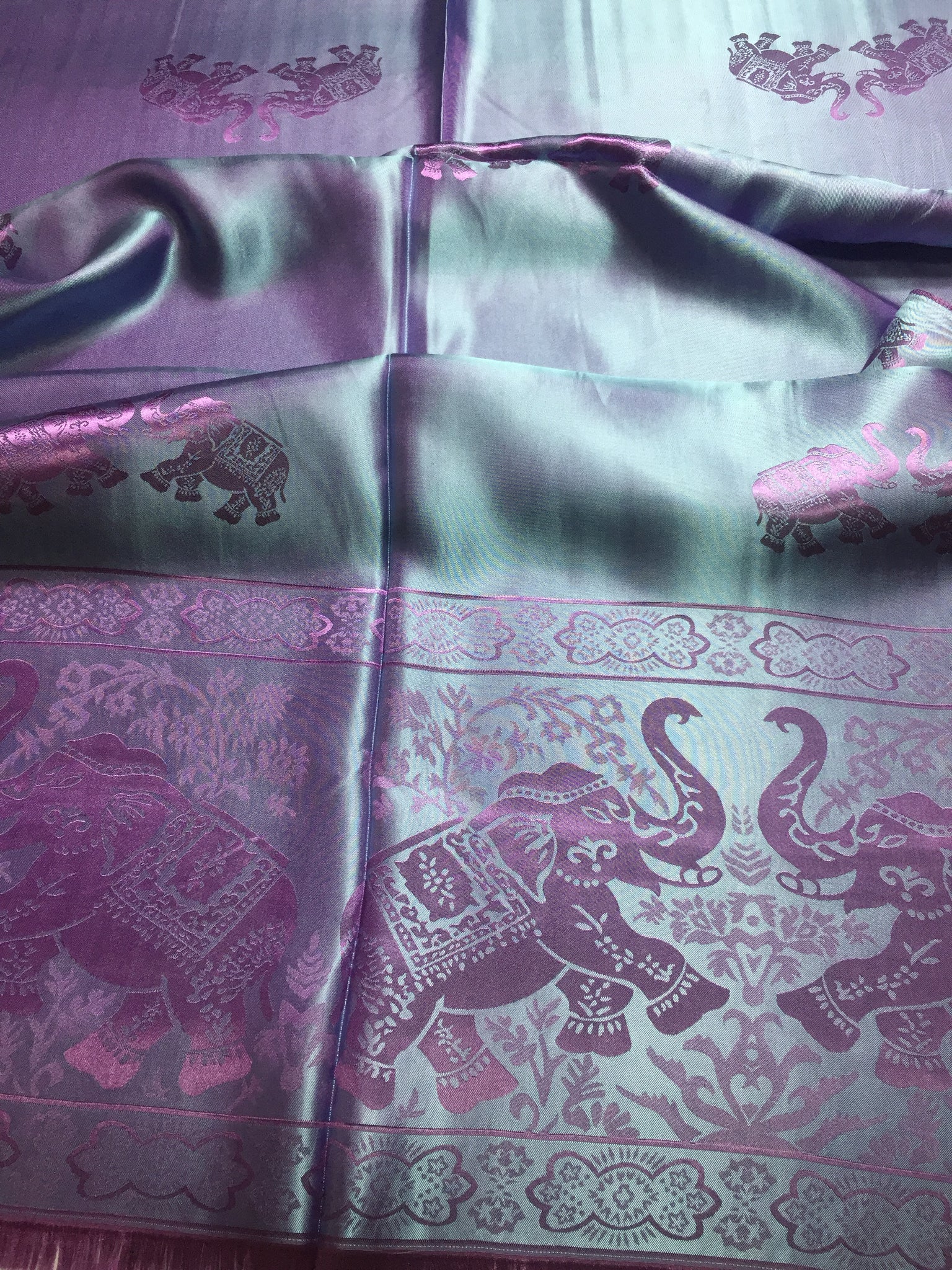 Purple elephant silk scarf