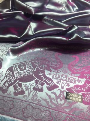 silver elephants silk scarf