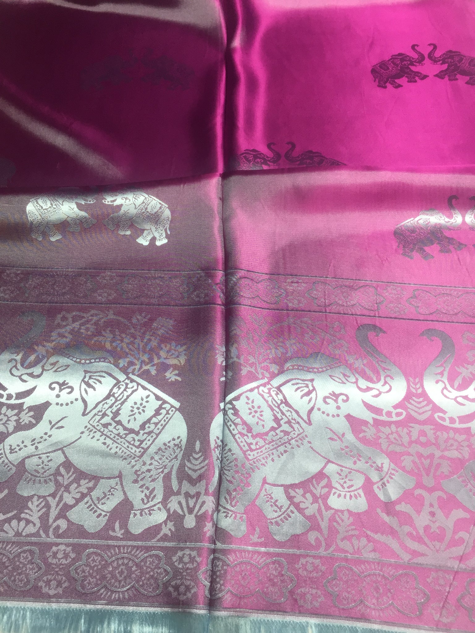 silver elephants silk scarf