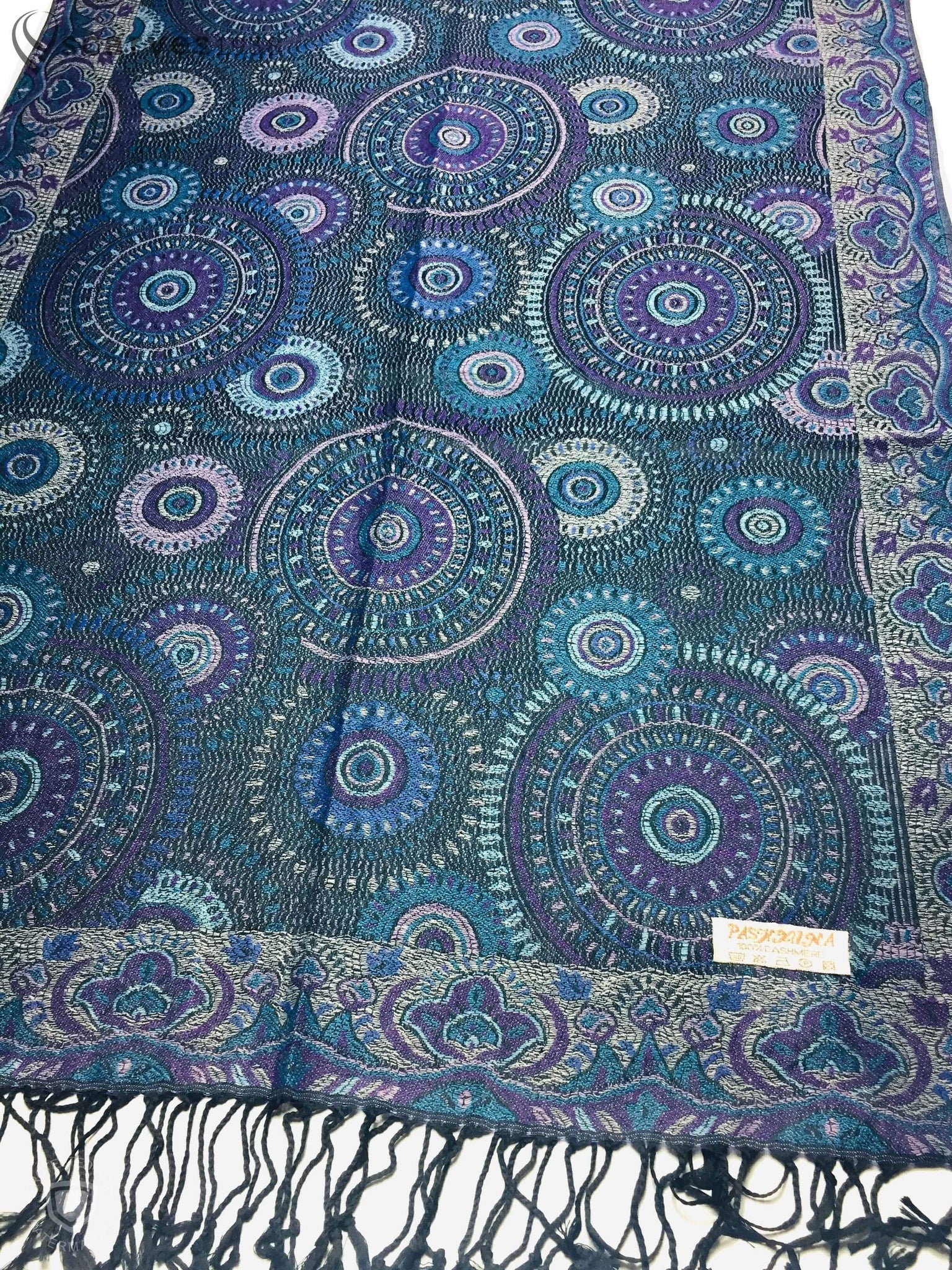 Mandala dark blue pashmina - scarves1938