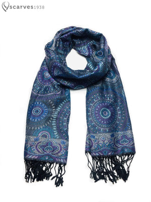 Mandala dark blue pashmina - scarves1938