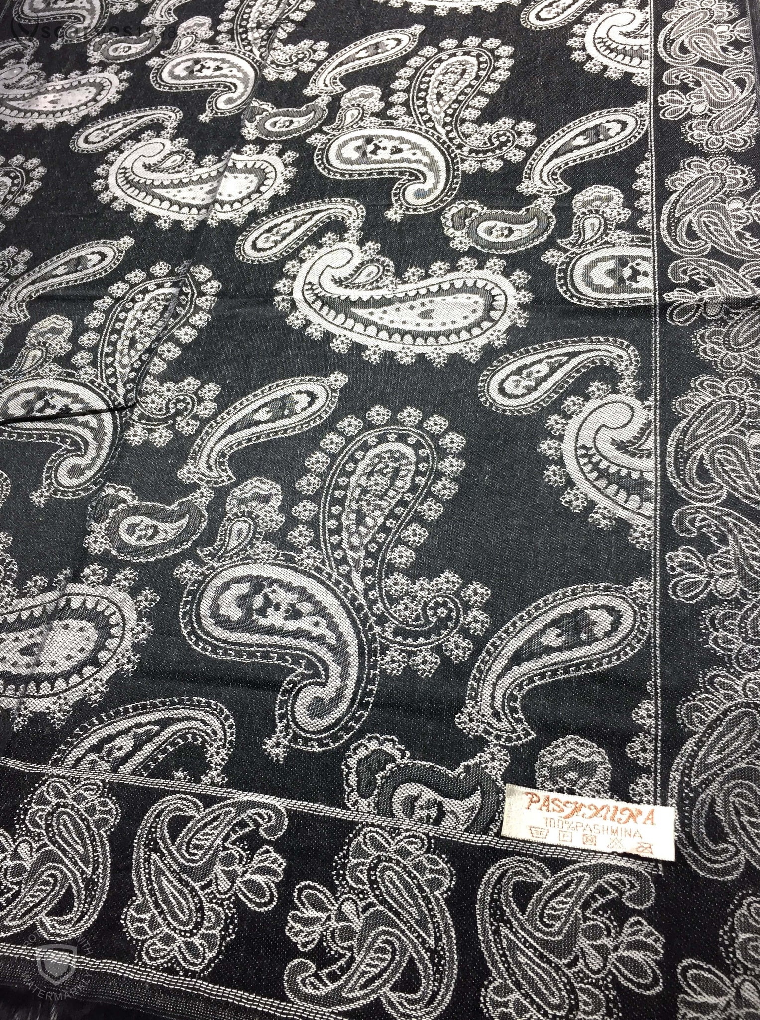 Reversible Black and gray cashmere paisley - scarves1938