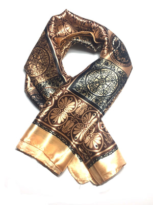 Gold Satin silk feeling square scarf - scarves1938