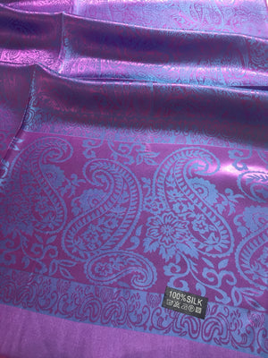 Violet paisley silk scarf