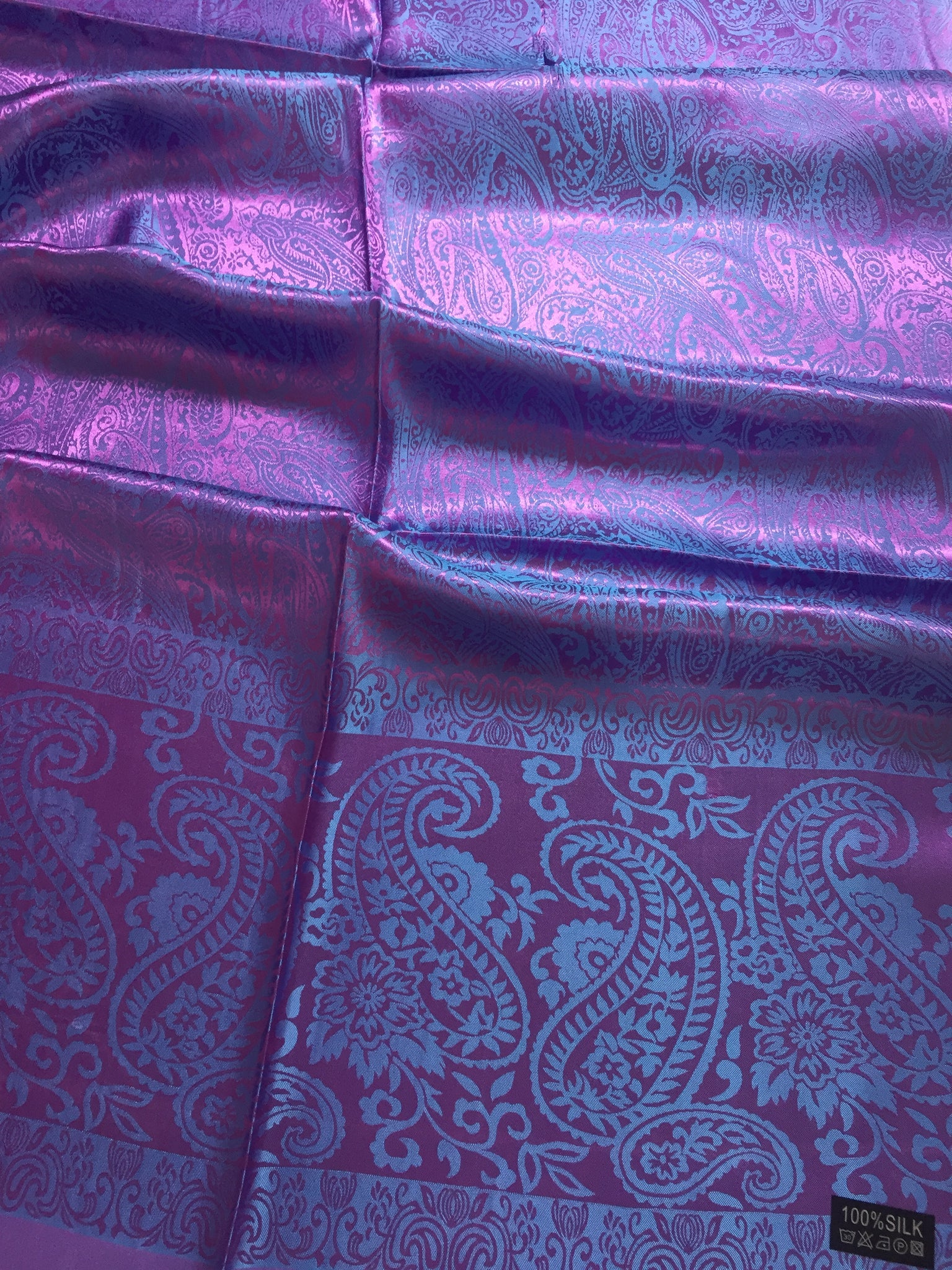 Violet paisley silk scarf