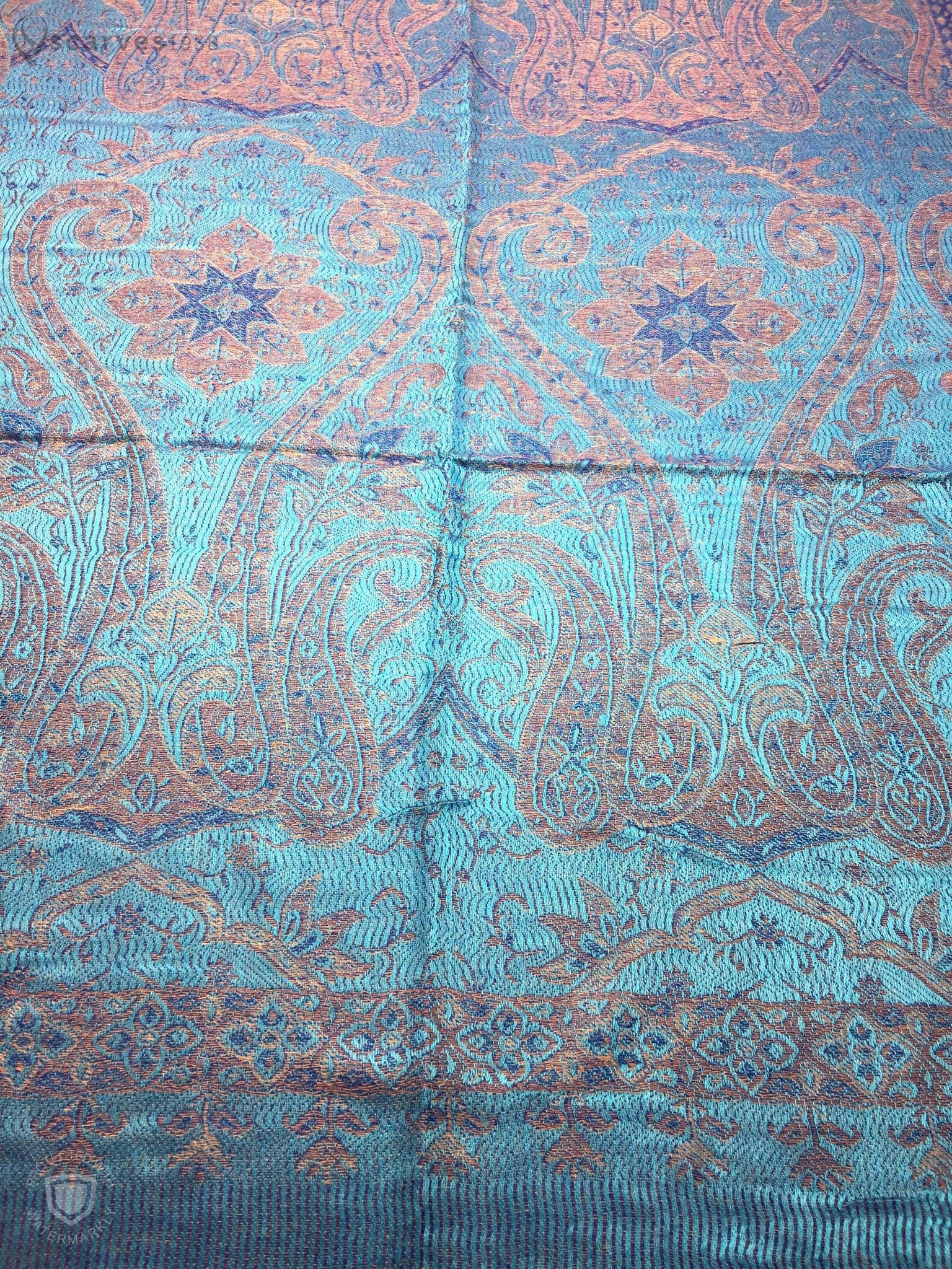 Light blue paisley pashmina - scarves1938
