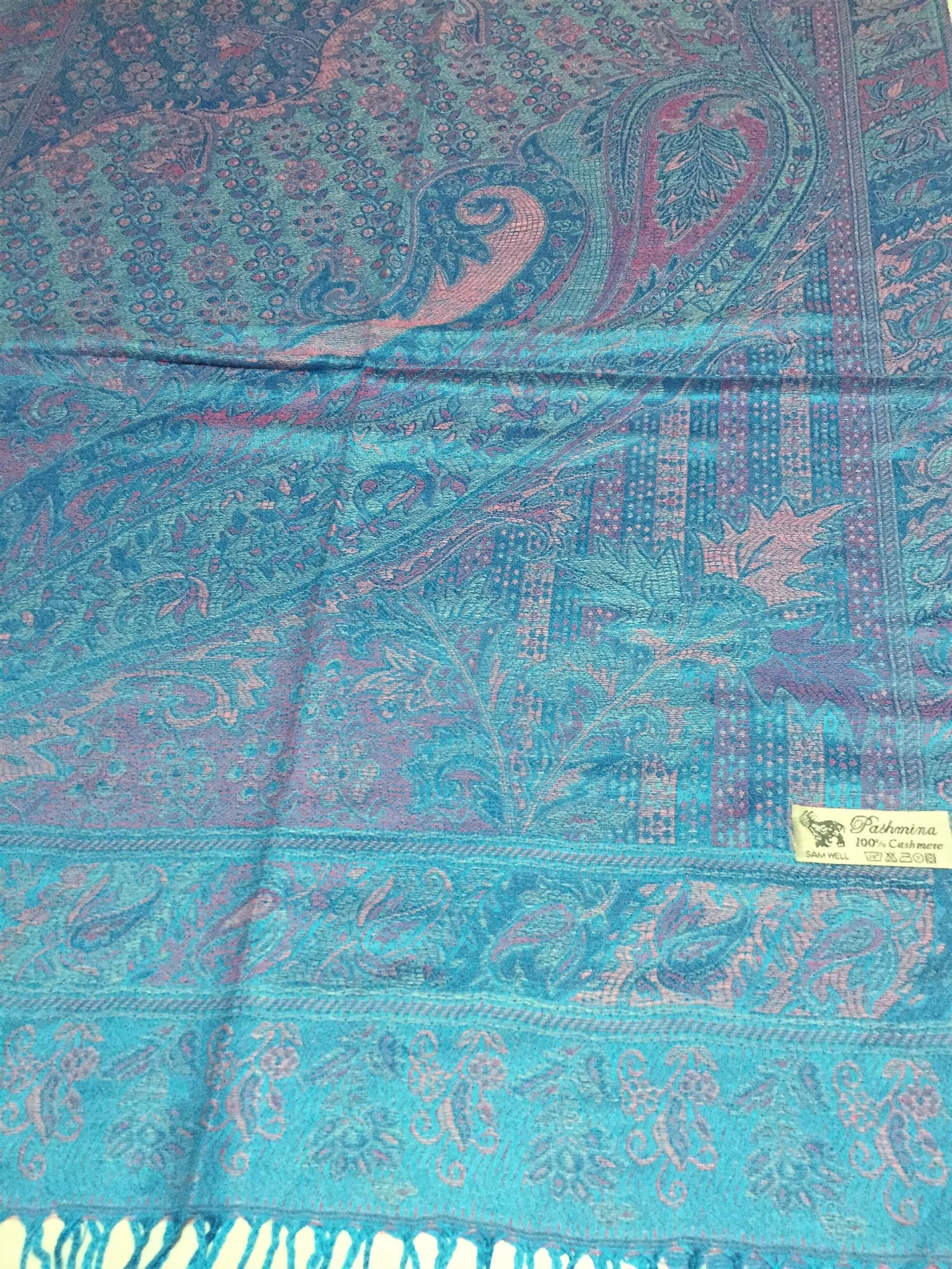 Turquoise Blue Paisley Pashmina