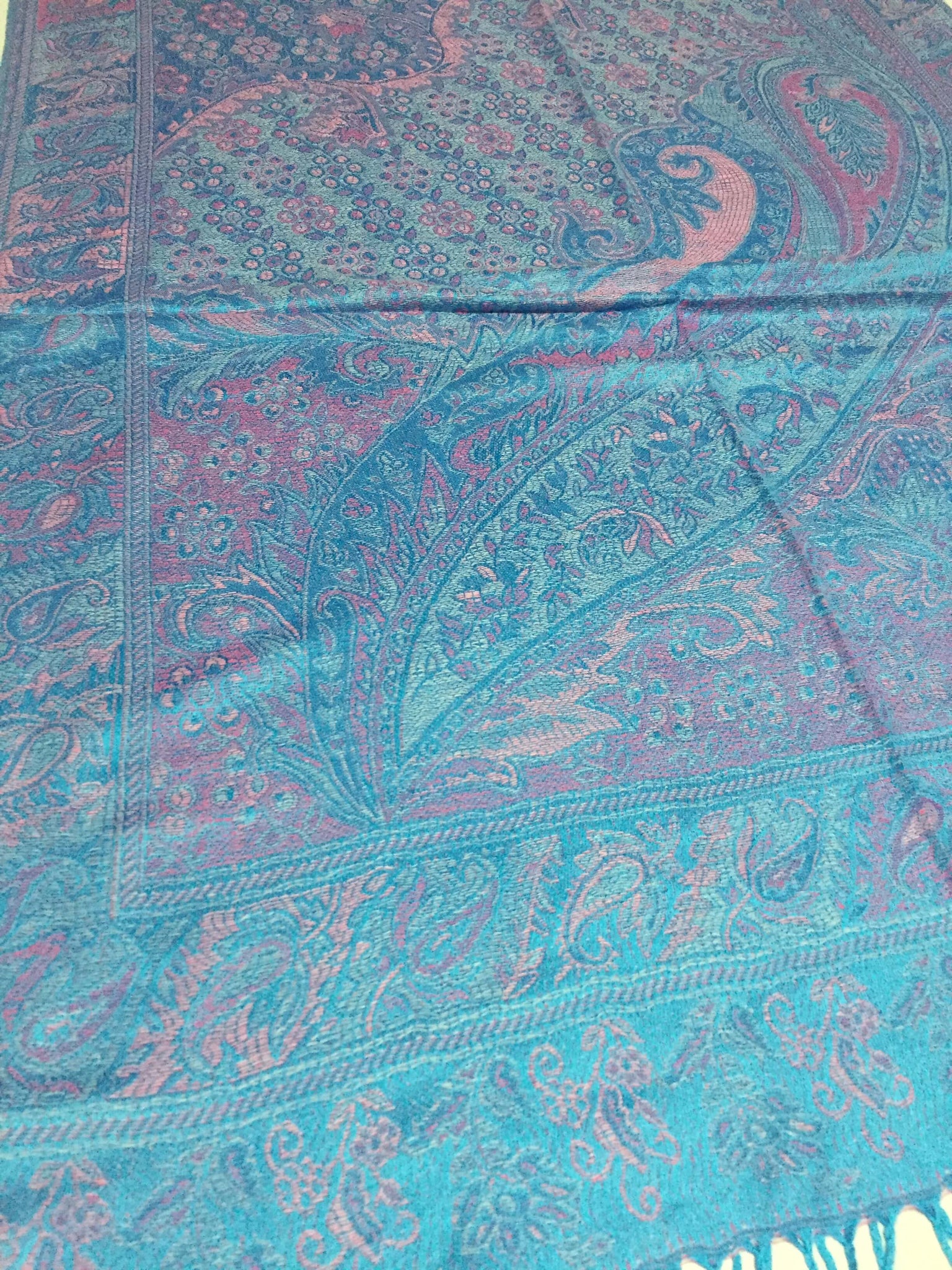 Turquoise Blue Paisley Pashmina