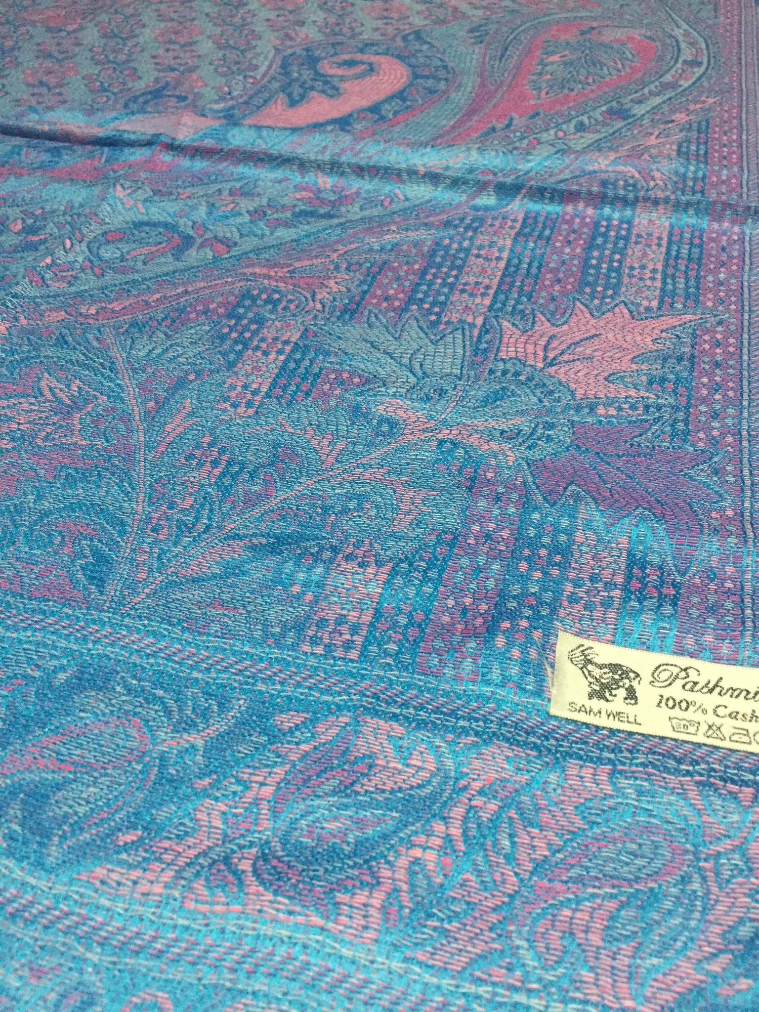 Turquoise Blue Paisley Pashmina
