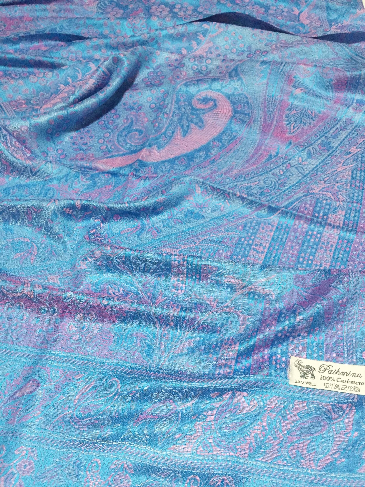 Turquoise Blue Paisley Pashmina