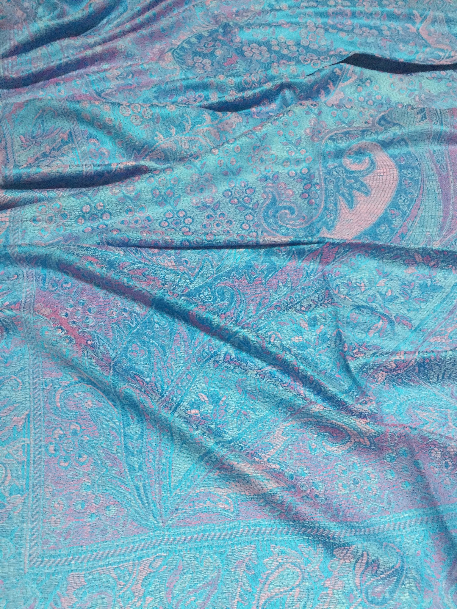 Turquoise Blue Paisley Pashmina
