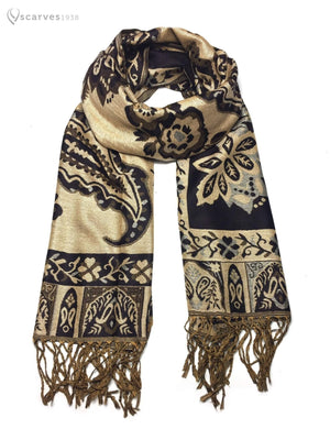 Beige reversible warm pashmina - scarves1938