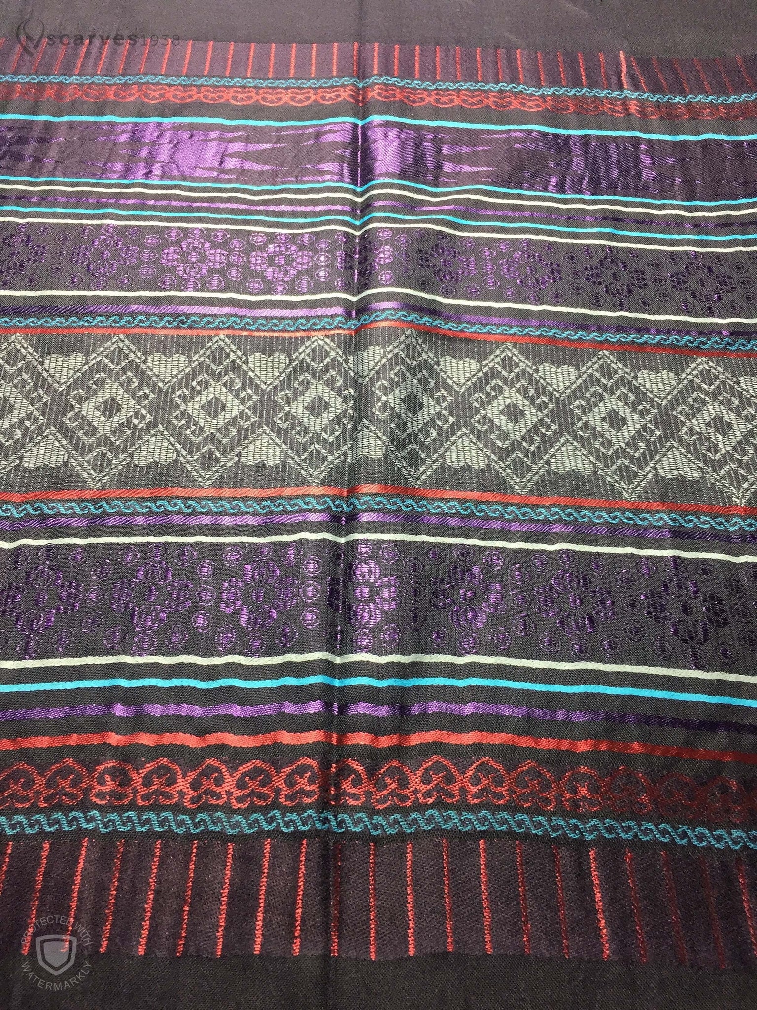 Tribal geometric Thai pashmina - scarves1938