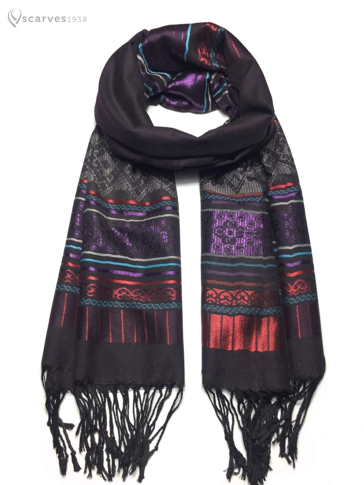 Tribal geometric Thai pashmina - scarves1938