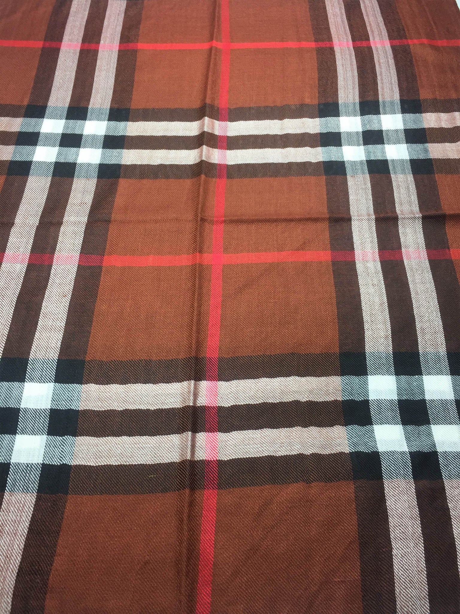 Brown tartan pashmina scarf - scarves1938